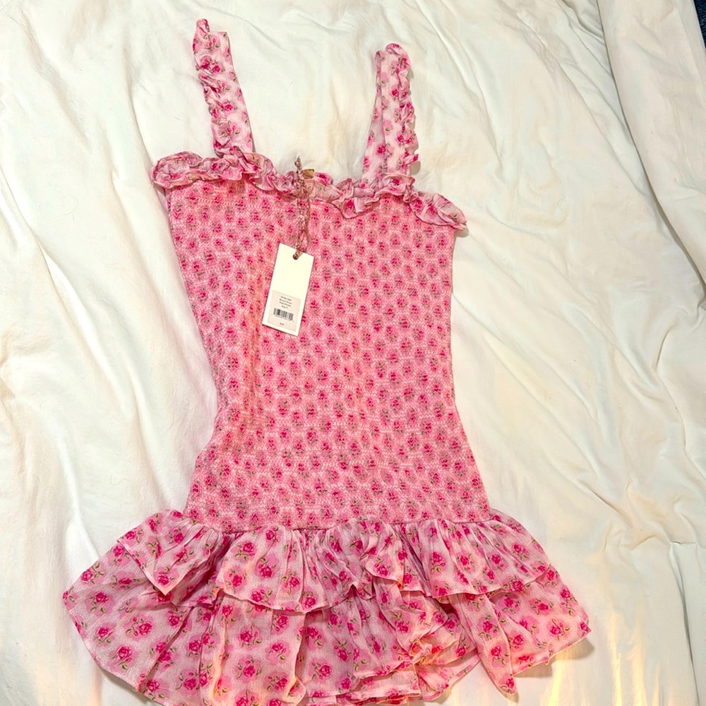 LoveShackFancy Pink Floral Breyer Dress Pink Divine